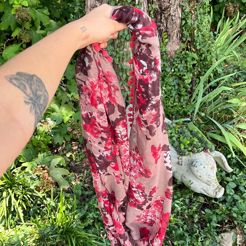 Pink and Red Watercolor Scarf